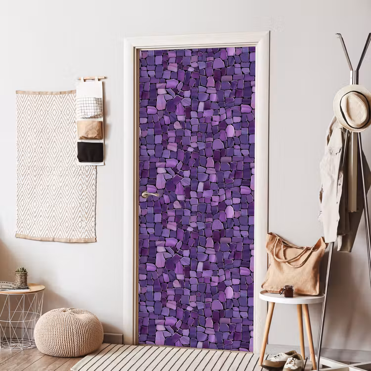 Türtapete - Lila – Mosaik – Scherben – Stein – Muster — 7