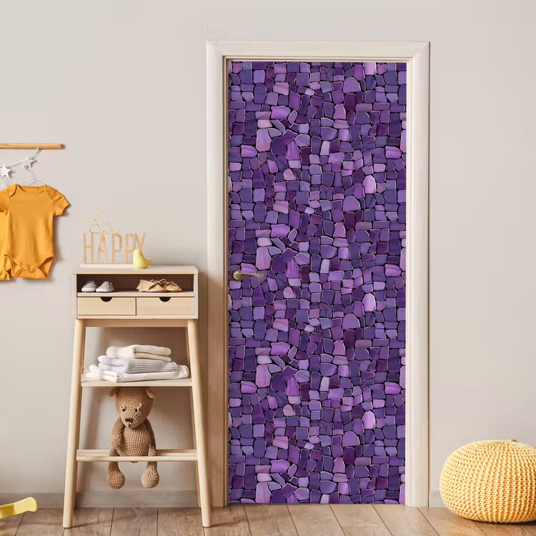 Türtapete - Lila – Mosaik – Scherben – Stein – Muster — 8