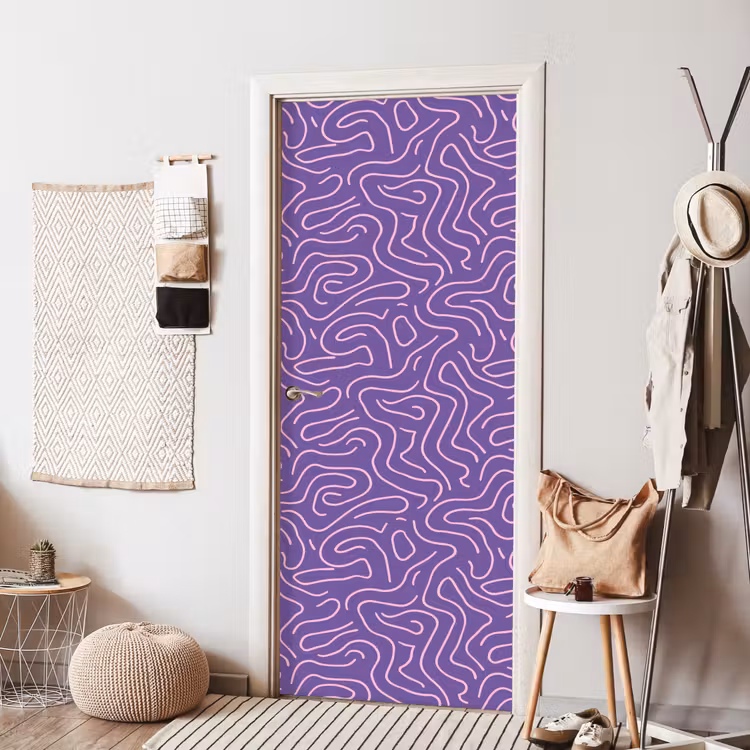 Türtapete - Lila – Rosa – Abstrakt – Linien – Labyrinth – Muster — 7