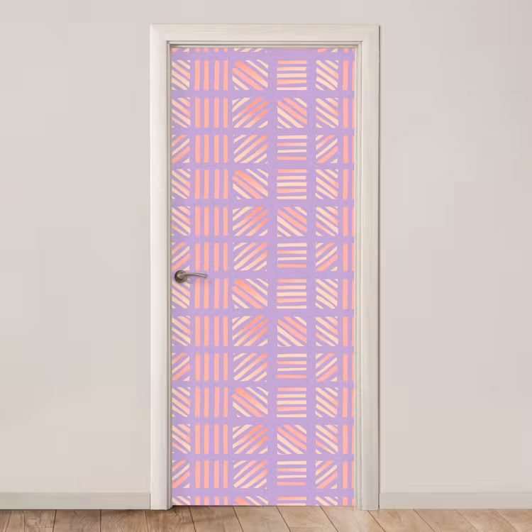 Türtapete - Lila – Rosa – Geometrisch – Streifen – Blöcke – Muster — 1