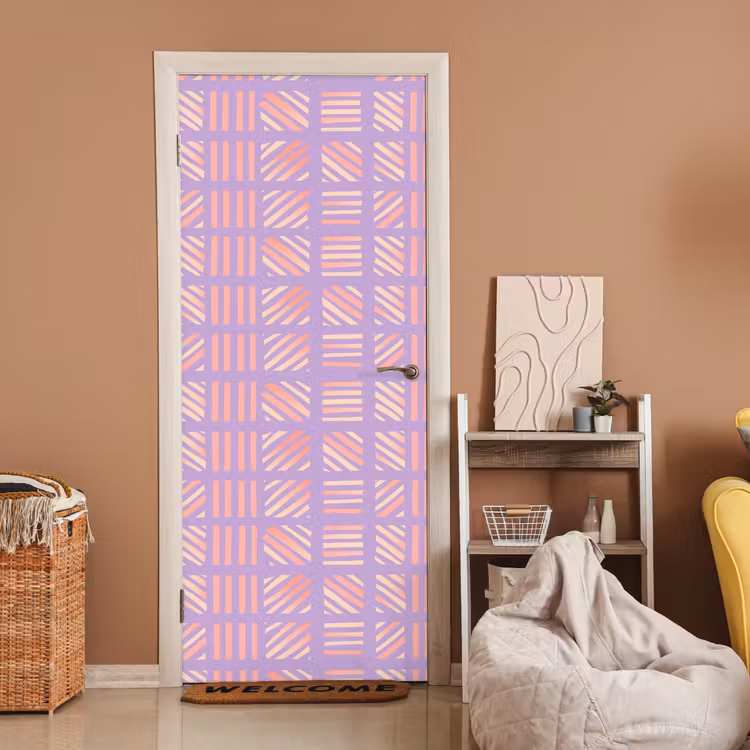 Türtapete - Lila – Rosa – Geometrisch – Streifen – Blöcke – Muster — 2