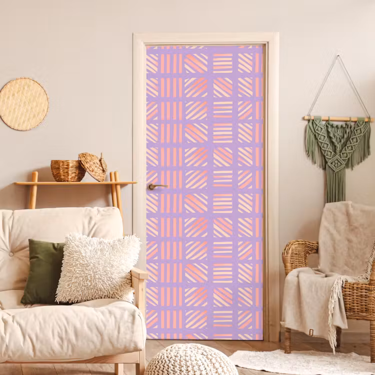 Türtapete - Lila – Rosa – Geometrisch – Streifen – Blöcke – Muster — 3