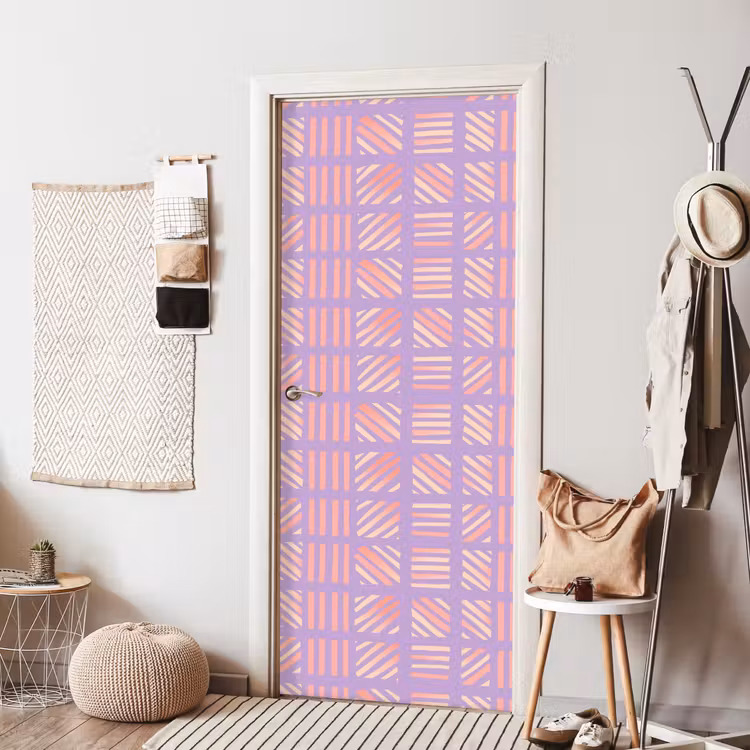 Türtapete - Lila – Rosa – Geometrisch – Streifen – Blöcke – Muster — 7