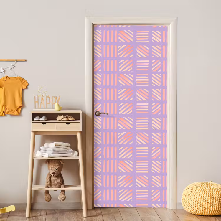 Türtapete - Lila – Rosa – Geometrisch – Streifen – Blöcke – Muster — 8