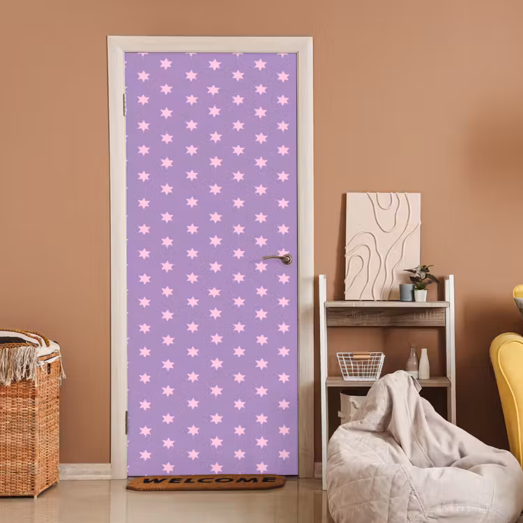 Türtapete - Lila – Rosa – Sterne – Geometrisch – Muster — 2
