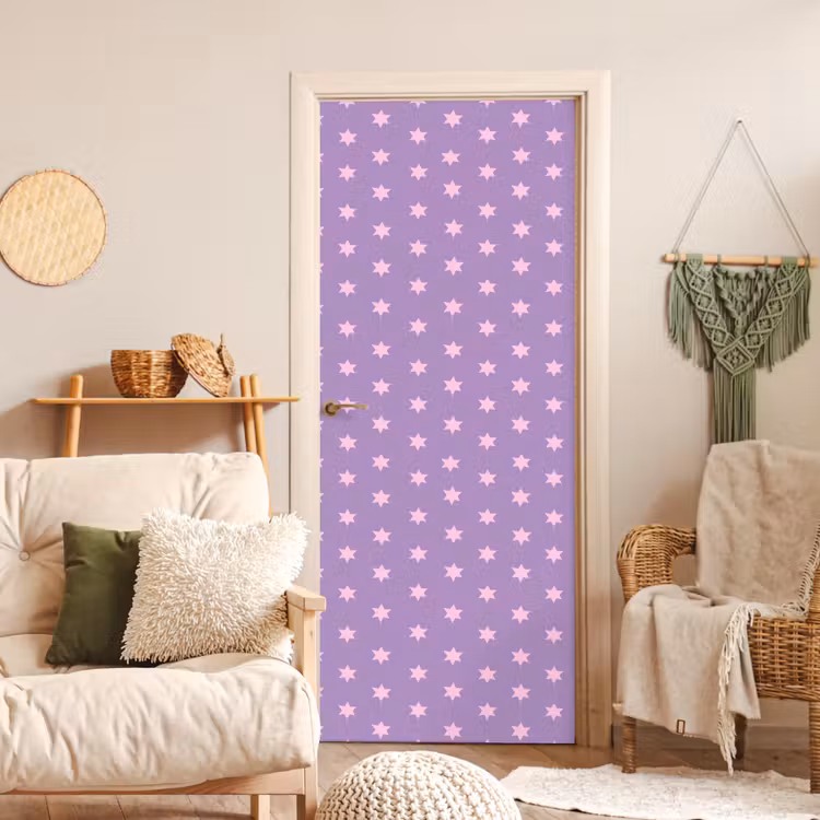 Türtapete - Lila – Rosa – Sterne – Geometrisch – Muster — 3