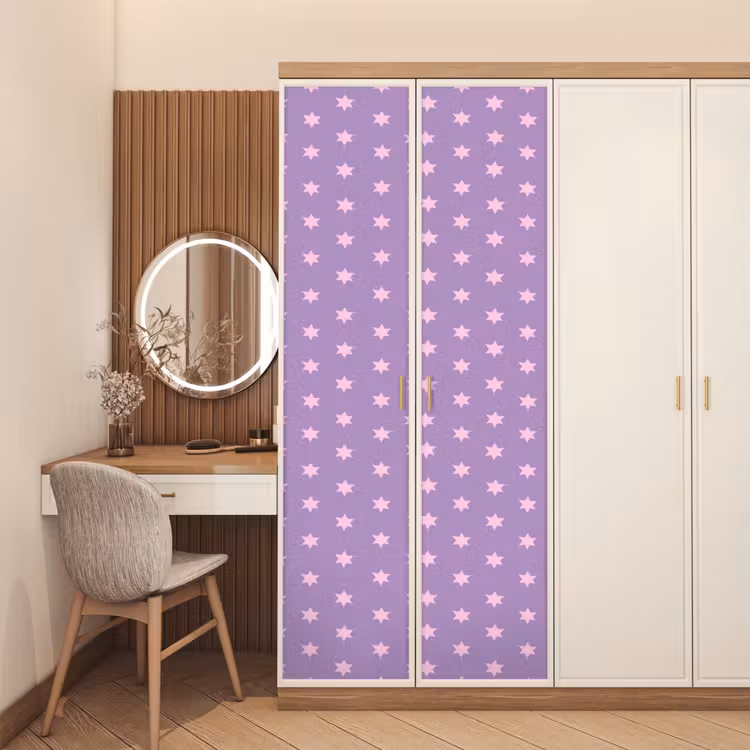 Türtapete - Lila – Rosa – Sterne – Geometrisch – Muster — 4