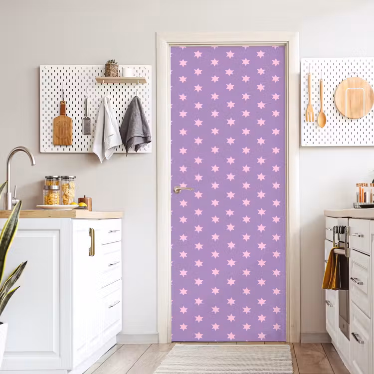 Türtapete - Lila – Rosa – Sterne – Geometrisch – Muster — 6