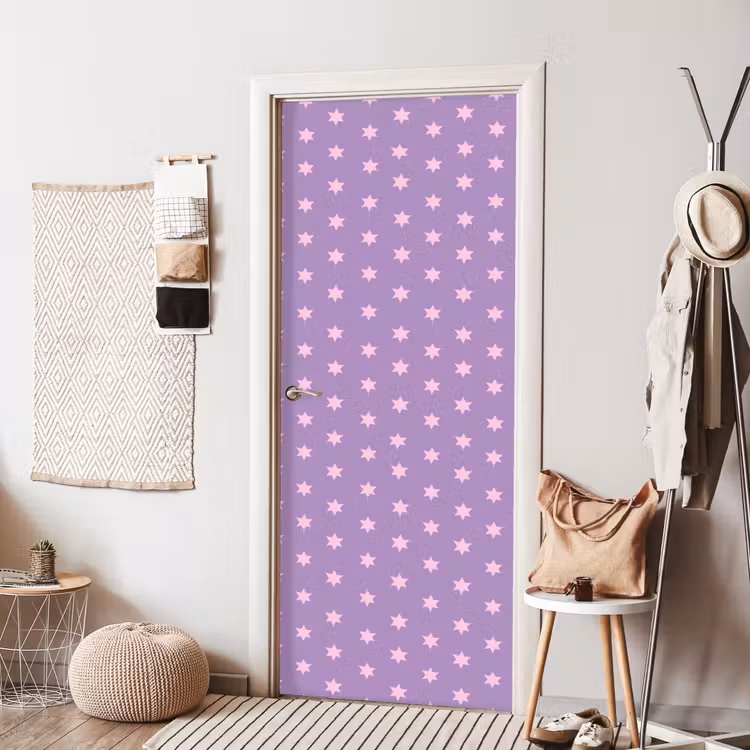 Türtapete - Lila – Rosa – Sterne – Geometrisch – Muster — 7
