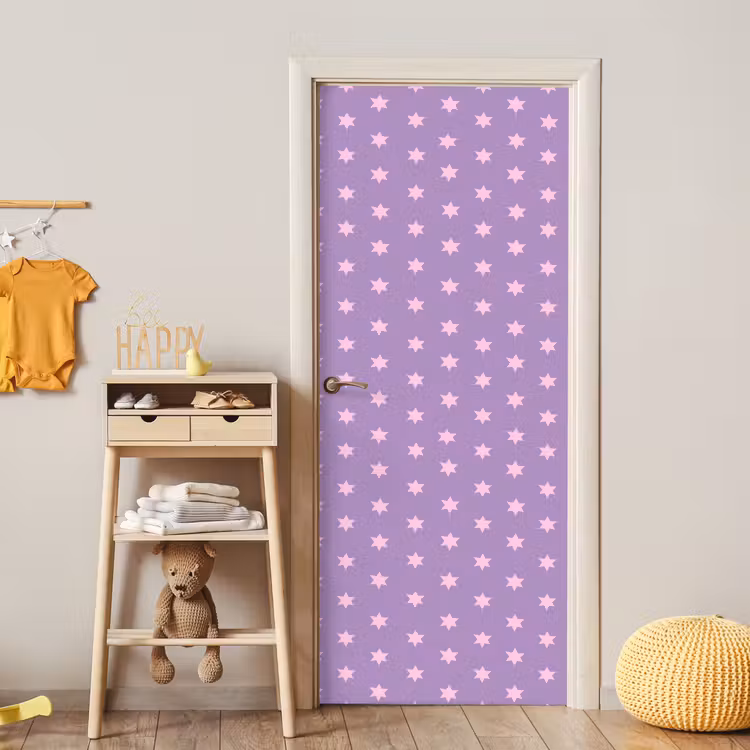 Türtapete - Lila – Rosa – Sterne – Geometrisch – Muster — 8