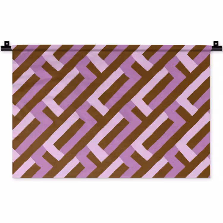 Wandteppich - Braun – Rosa – Geometrisch – Mäander – Muster — 1