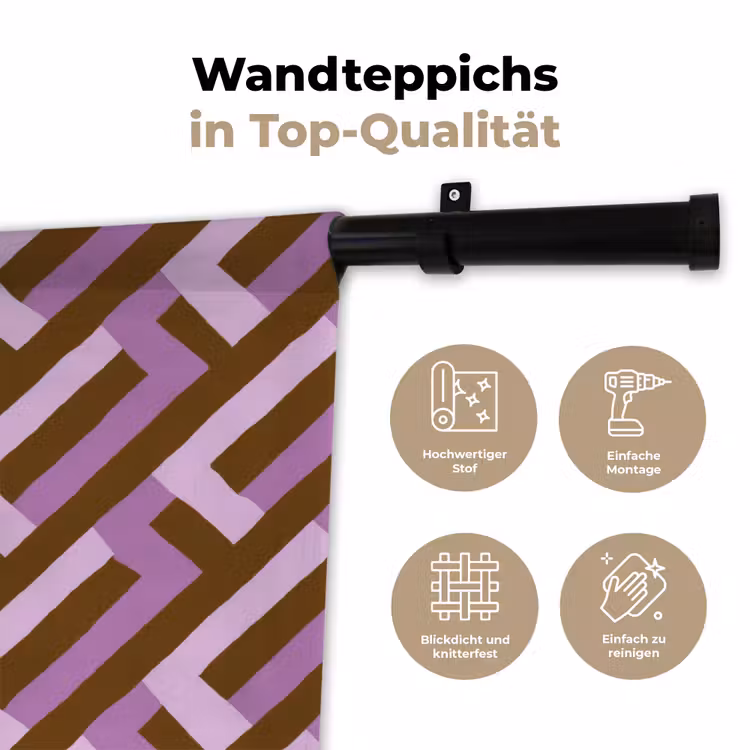 Wandteppich - Braun – Rosa – Geometrisch – Mäander – Muster — 7
