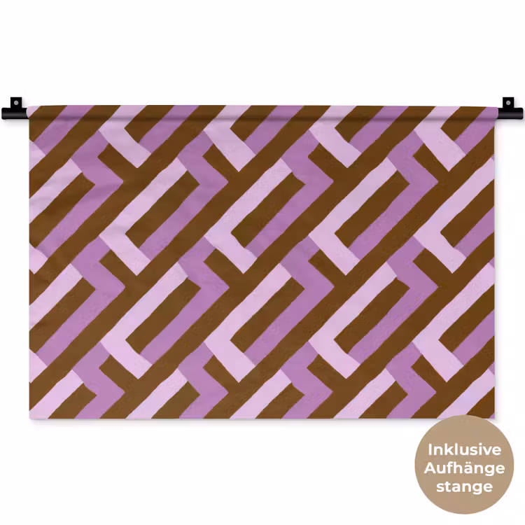 Wandteppich - Braun – Rosa – Geometrisch – Mäander – Muster — 9