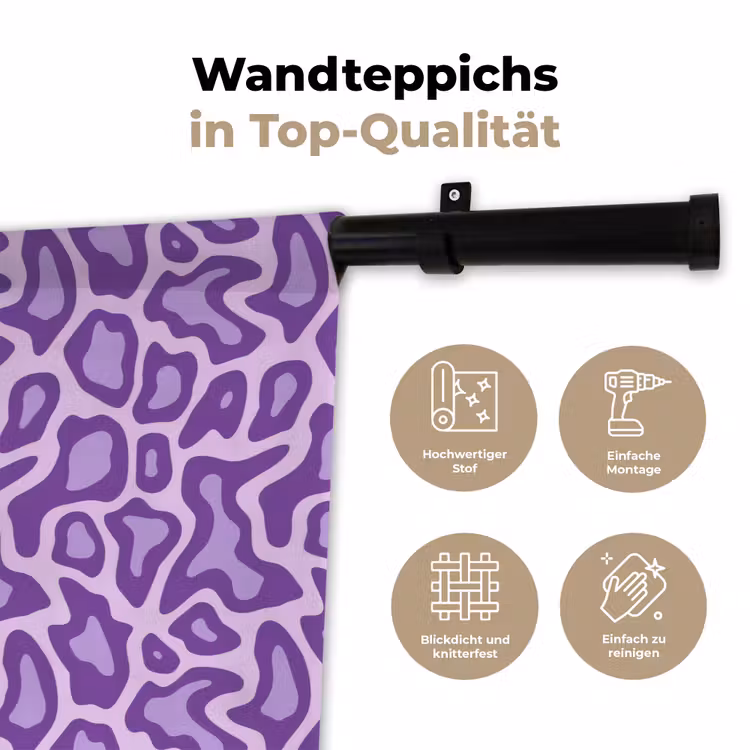 Wandteppich - Lila – Abstrakt – Leopard – Flecken – Groovy – Muster — 7
