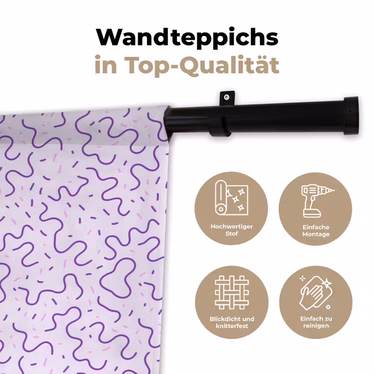 Wandteppich - Lila – Abstrakt – Memphis – Retro – Sprenkel – Muster — 7
