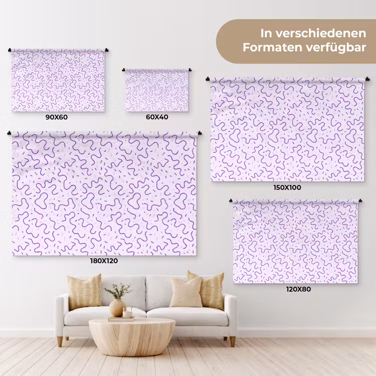 Wandteppich - Lila – Abstrakt – Memphis – Retro – Sprenkel – Muster — 8