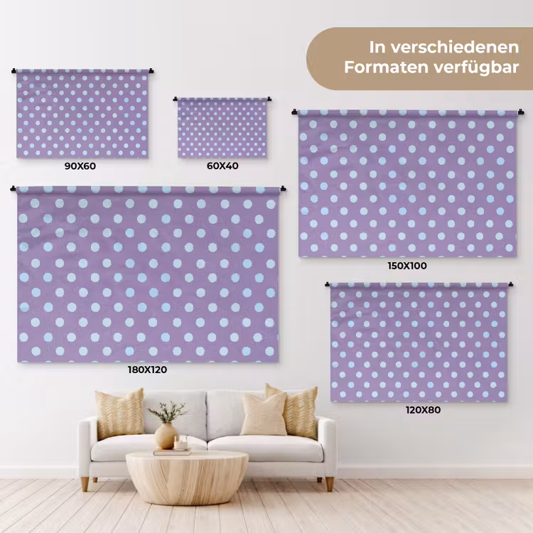 Wandteppich - Lila – Blau – Geometrisch – Punkte – Polka Dot – Muster — 8