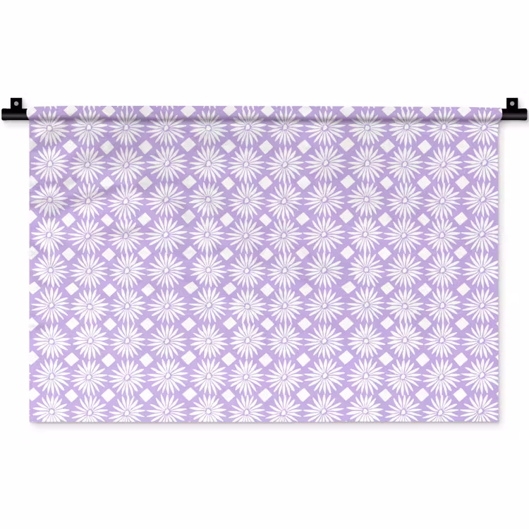 Wandteppich - Lila – Botanisch – Blumen – Gänseblümchen – Muster — 1
