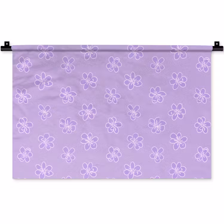 Wandteppich - Lila – Botanisch – Blumen – Handgezeichnet – Muster — 1