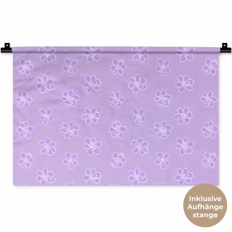 Wandteppich - Lila – Botanisch – Blumen – Handgezeichnet – Muster — 9