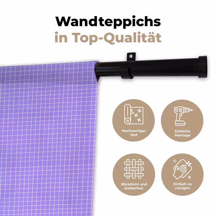 Wandteppich - Lila – Geometrisch – Raster – Minimalistisch – Muster — 7