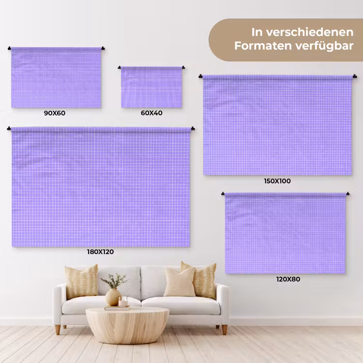 Wandteppich - Lila – Geometrisch – Raster – Minimalistisch – Muster — 8