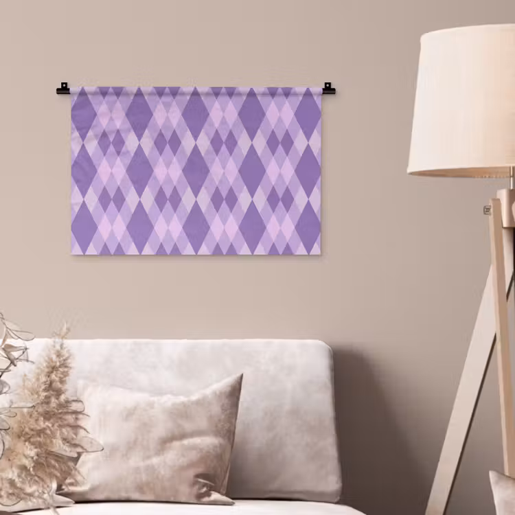 Wandteppich - Lila – Geometrisch – Rauten – Argyle – Muster — 2