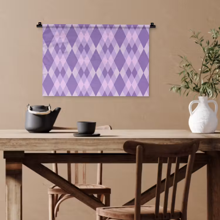 Wandteppich - Lila – Geometrisch – Rauten – Argyle – Muster — 3