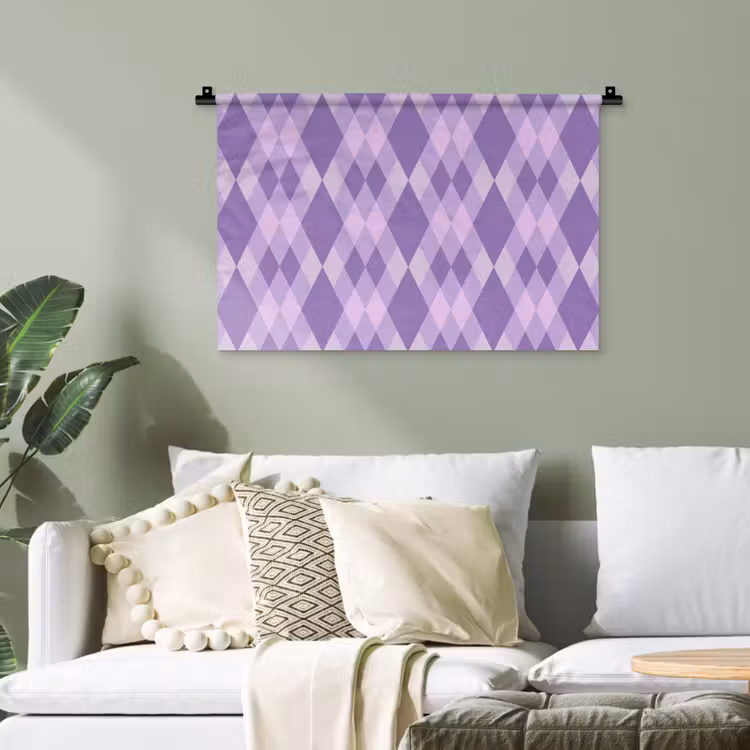 Wandteppich - Lila – Geometrisch – Rauten – Argyle – Muster — 4