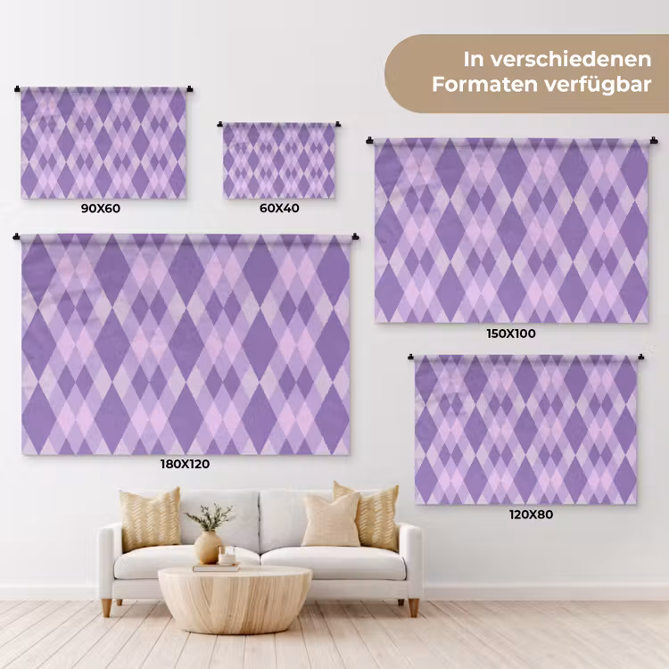 Wandteppich - Lila – Geometrisch – Rauten – Argyle – Muster — 8
