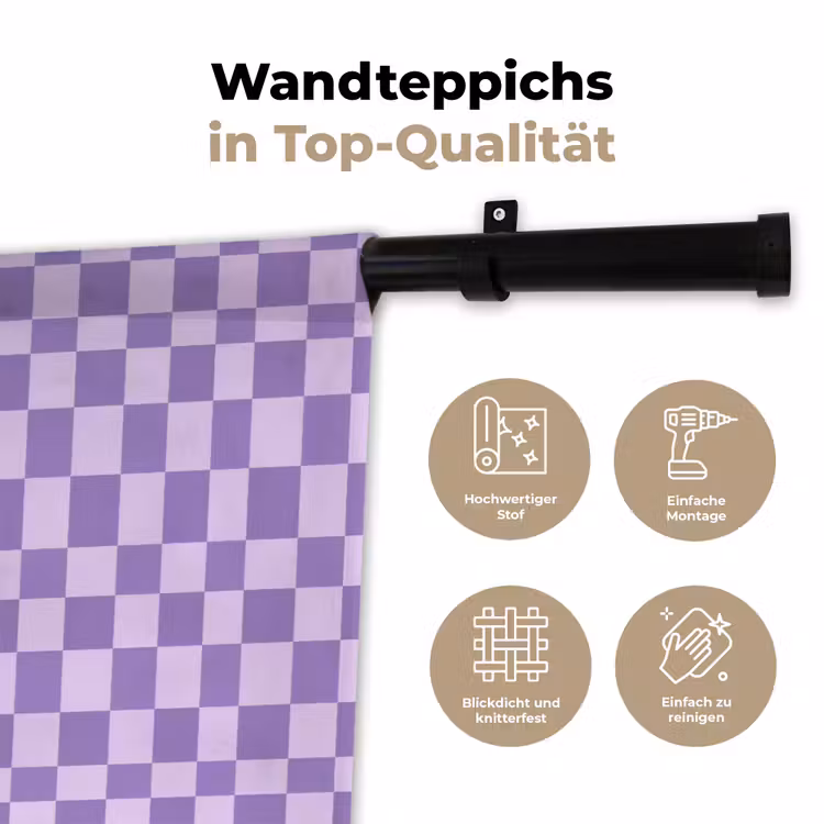 Wandteppich - Lila – Geometrisch – Schachbrettmuster – Blöcke – Muster — 7