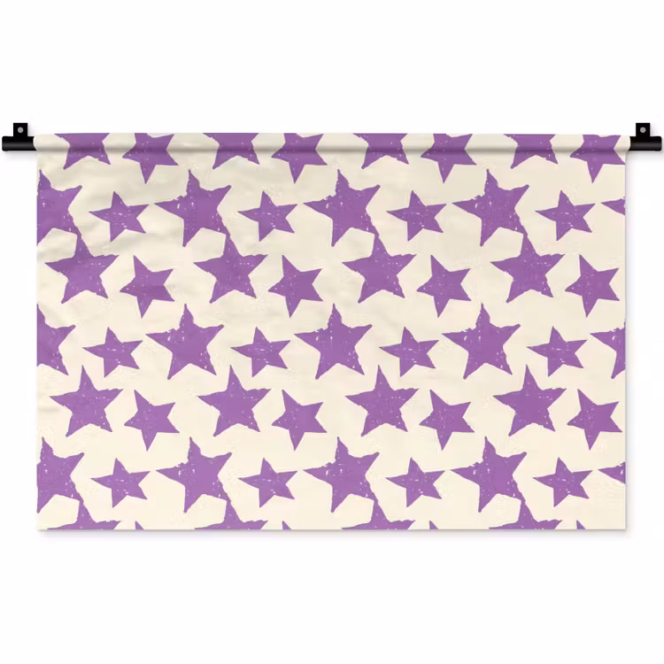 Wandteppich - Lila – Geometrisch – Sterne – Stempel – Muster — 1