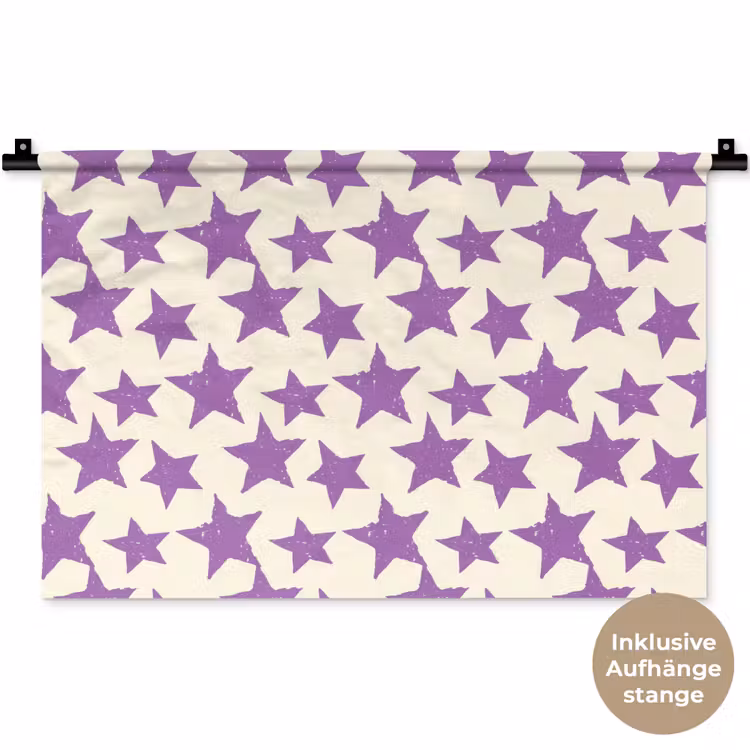 Wandteppich - Lila – Geometrisch – Sterne – Stempel – Muster — 9