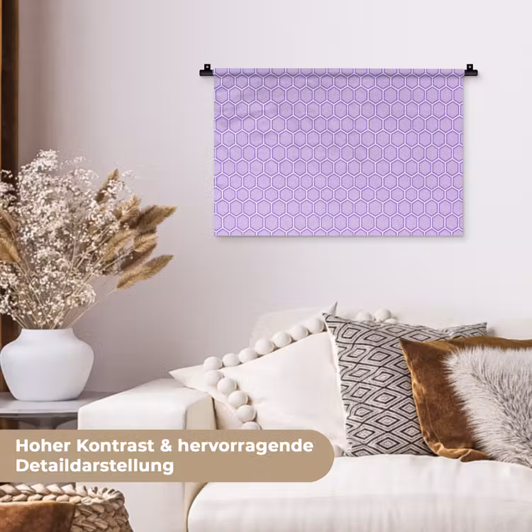 Wandteppich - Lila – Geometrisch – Wabenmuster – Bienenwabe – Muster — 6