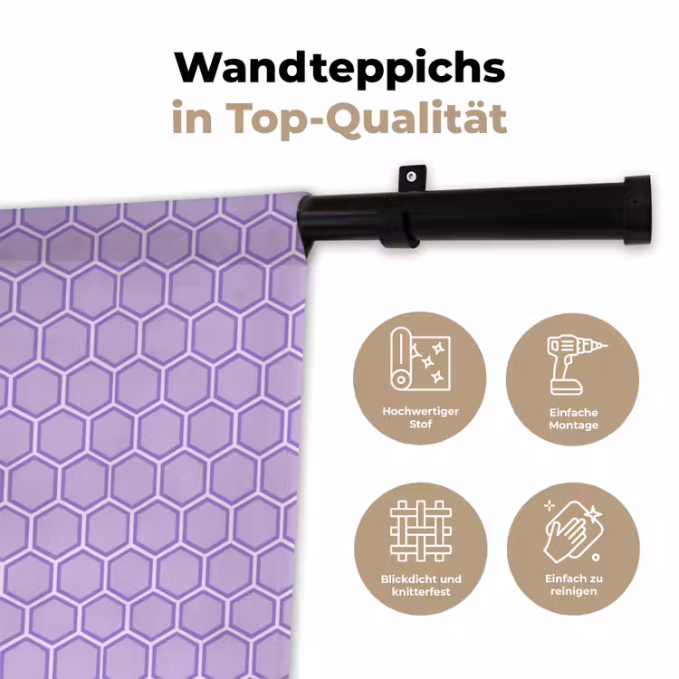 Wandteppich - Lila – Geometrisch – Wabenmuster – Bienenwabe – Muster — 7