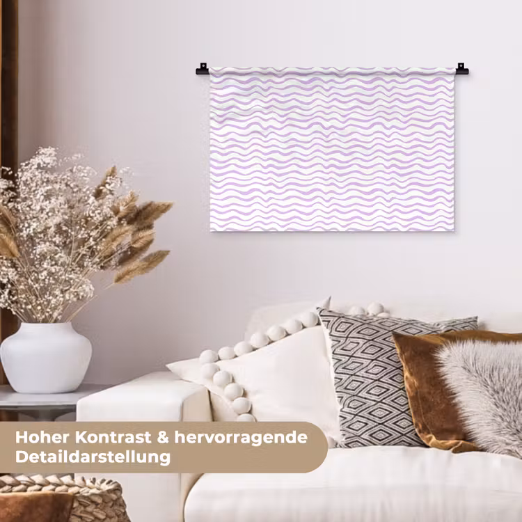 Wandteppich - Lila – Geometrisch – Wellen – Linien – Muster — 6
