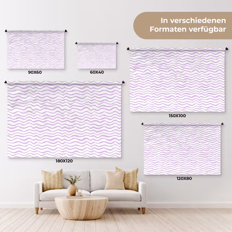 Wandteppich - Lila – Geometrisch – Wellen – Linien – Muster — 8