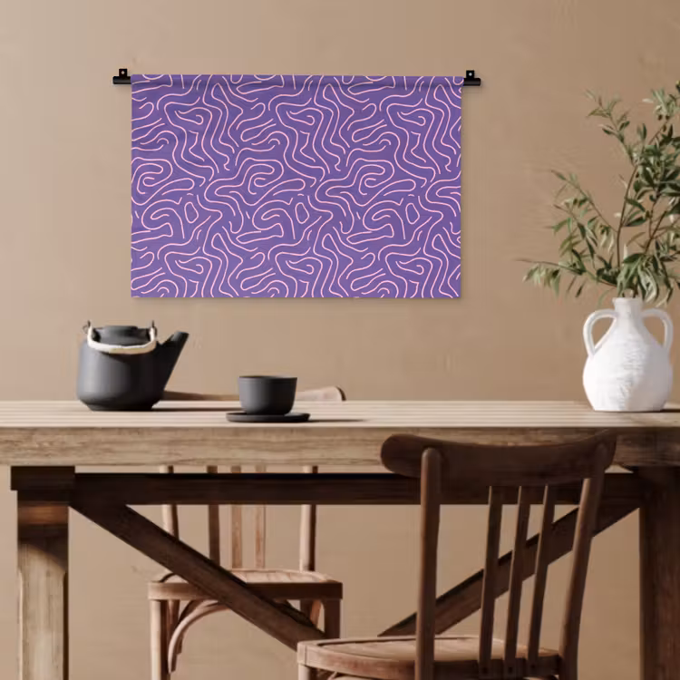 Wandteppich - Lila – Rosa – Abstrakt – Linien – Labyrinth – Muster — 3