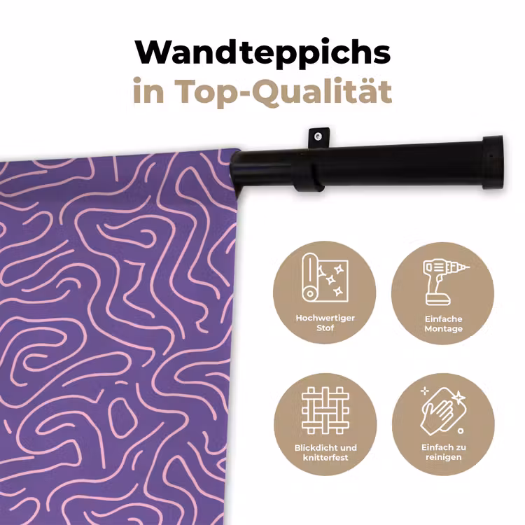 Wandteppich - Lila – Rosa – Abstrakt – Linien – Labyrinth – Muster — 7