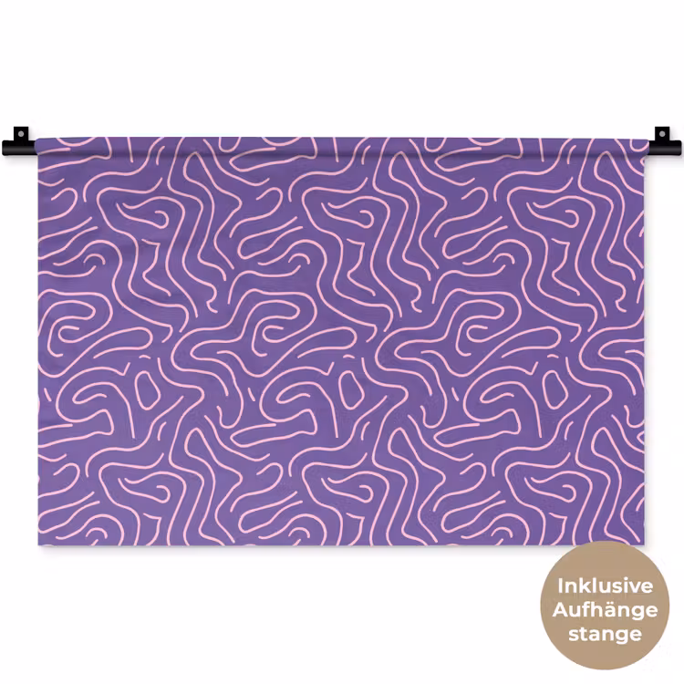 Wandteppich - Lila – Rosa – Abstrakt – Linien – Labyrinth – Muster — 9