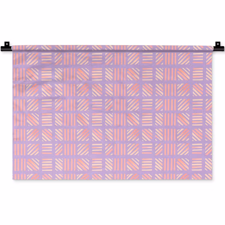 Wandteppich - Lila – Rosa – Geometrisch – Streifen – Blöcke – Muster — 1