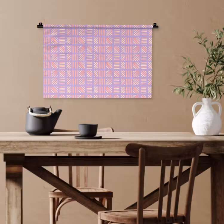 Wandteppich - Lila – Rosa – Geometrisch – Streifen – Blöcke – Muster — 3