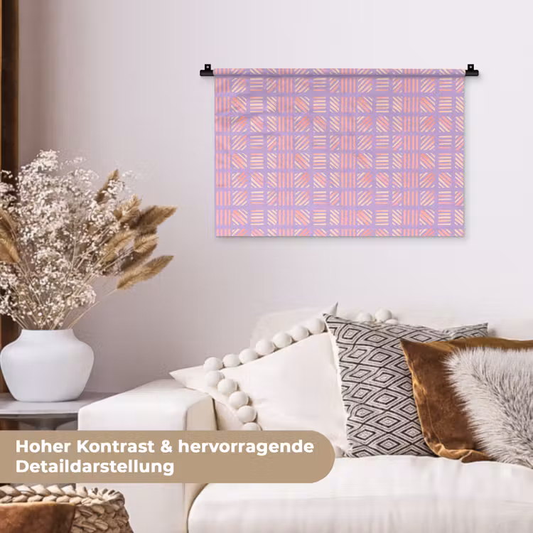 Wandteppich - Lila – Rosa – Geometrisch – Streifen – Blöcke – Muster — 6