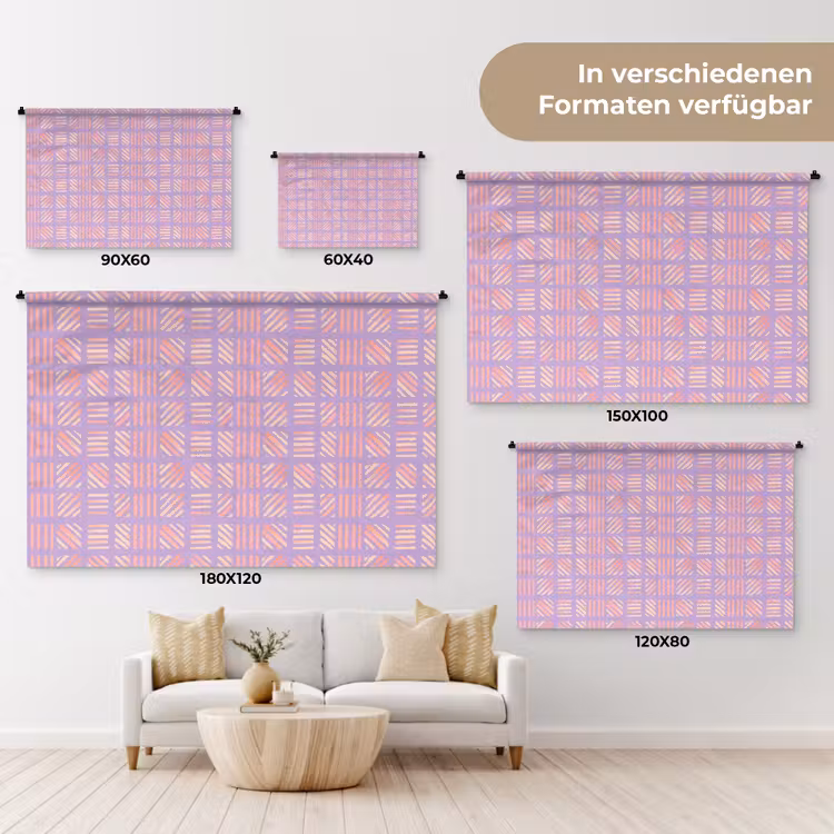 Wandteppich - Lila – Rosa – Geometrisch – Streifen – Blöcke – Muster — 8
