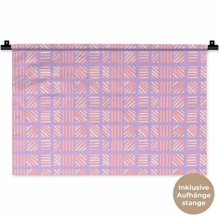 Wandteppich - Lila – Rosa – Geometrisch – Streifen – Blöcke – Muster — 9