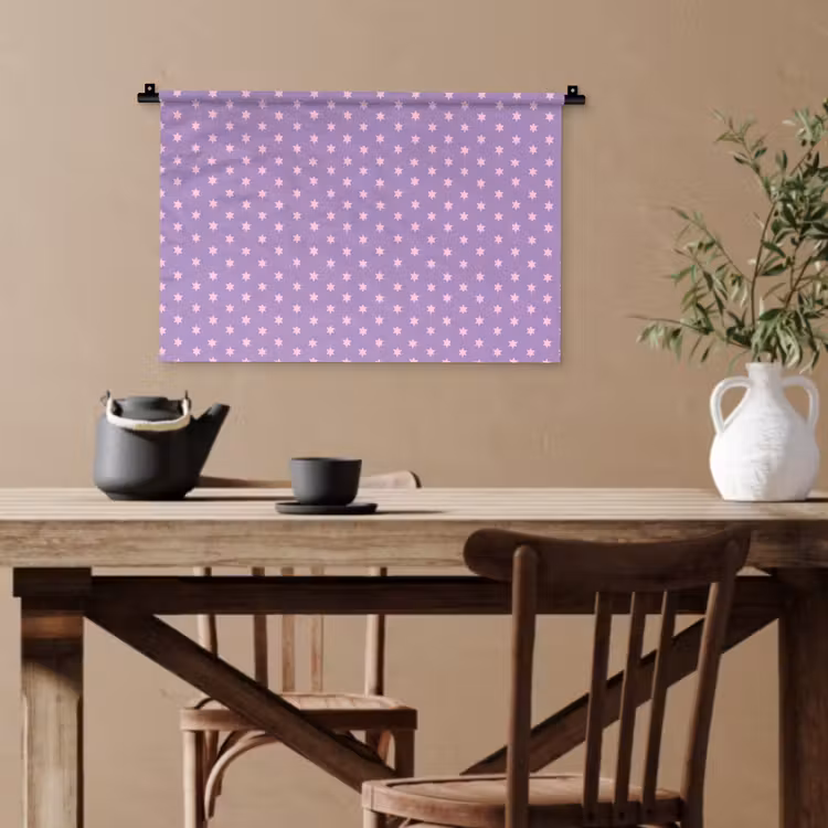 Wandteppich - Lila – Rosa – Sterne – Geometrisch – Muster — 3