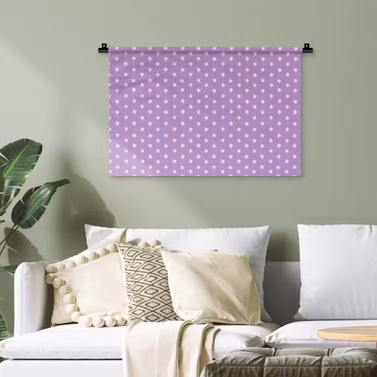 Wandteppich - Lila – Rosa – Sterne – Geometrisch – Muster — 4