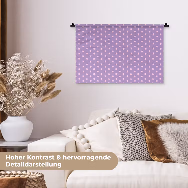 Wandteppich - Lila – Rosa – Sterne – Geometrisch – Muster — 6