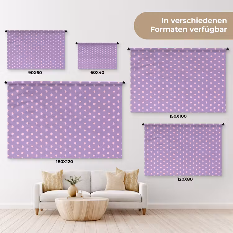 Wandteppich - Lila – Rosa – Sterne – Geometrisch – Muster — 8