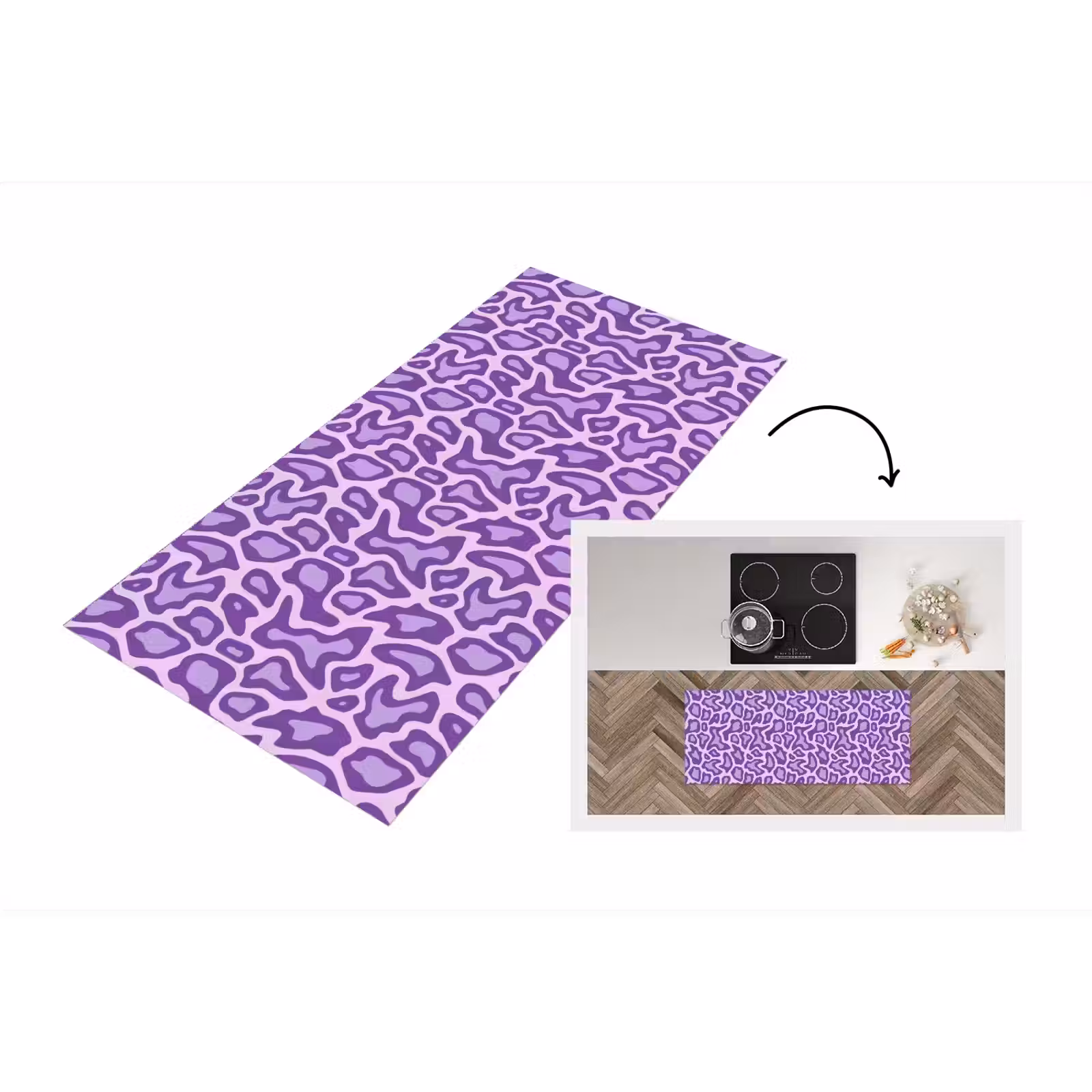 Küchenläufer - Lila – Abstrakt – Leopard – Flecken – Groovy – Muster — 1